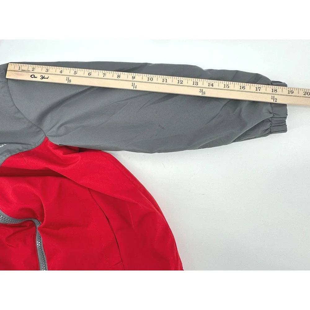 Eddie Bauer Kids Red Gray‎ Hooded Windbreaker Jacket Size S 7 8 Lightweight